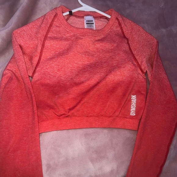 Gymshark Tops - Gymshark Red Heathered Long Sleeve Crop Top